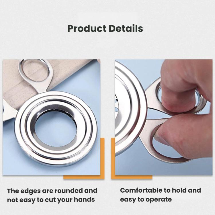 Stainless steel egg opener with rounded edges and comfortable loop grip