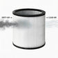 Replacement air purifier filter cartridge, white pleated cylinder with black top ring