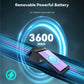 Android handheld POS cash register with removable battery shown by glow graphic