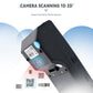 Portable POS terminal back view with barcode label, charging ports, and card reader