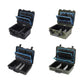 Small black and small green shockproof electrical repair toolboxes, open and closed
