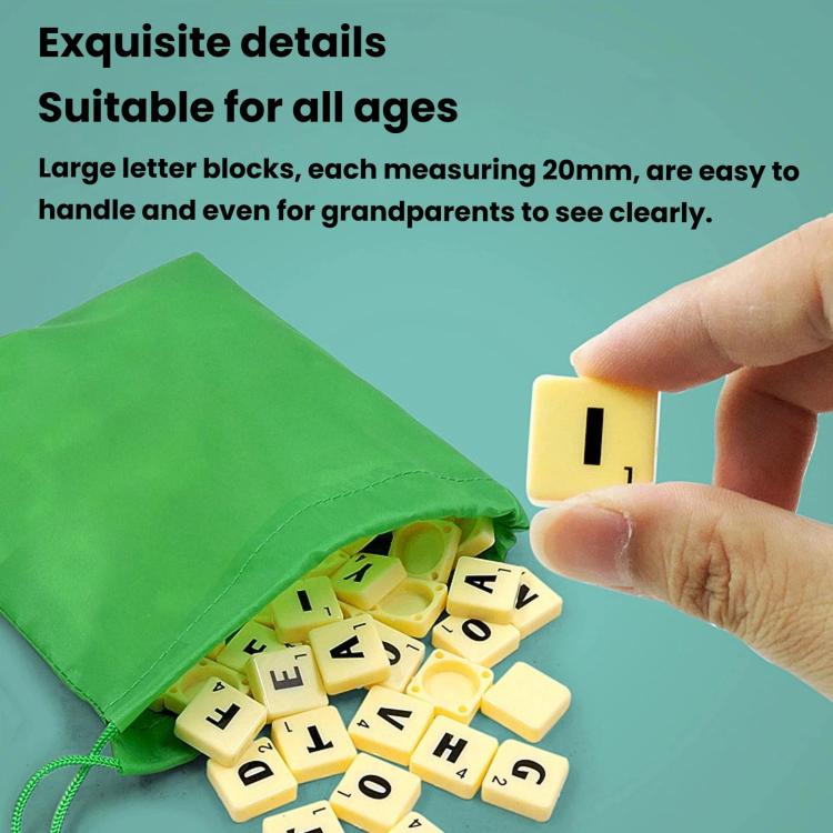 Alphabet letter tiles with a fabric pouch and large square letter blocks