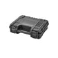 Portable dark plastic toolbox with open center tray compartment