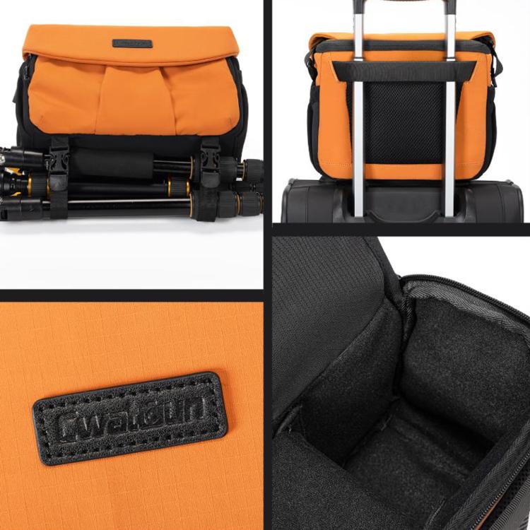 Cwatcun D294 Large Capacity Casual Shoulder Bag DSLR Camera Bag, Orange Medium, Black Medium