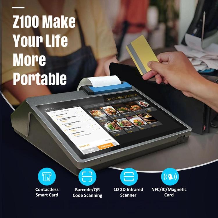 Z100 portable dual-screen POS cash register with built-in thermal printer