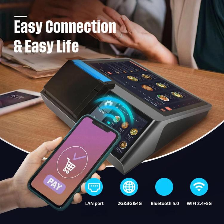 Z100 dual-screen POS terminal with contactless payment and receipt printer