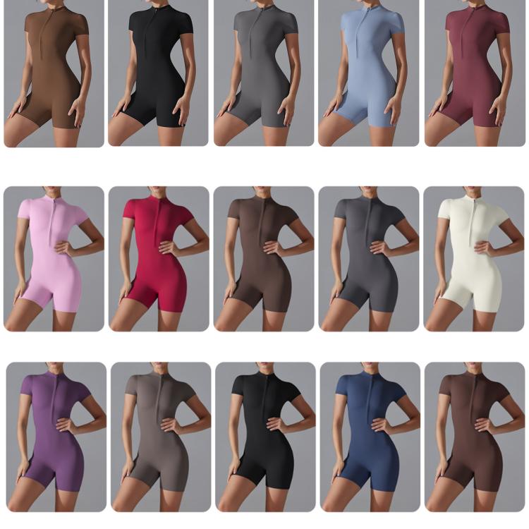 Dance Fitness Tight Zipper Yoga Bodysuit, S, M, L, XL