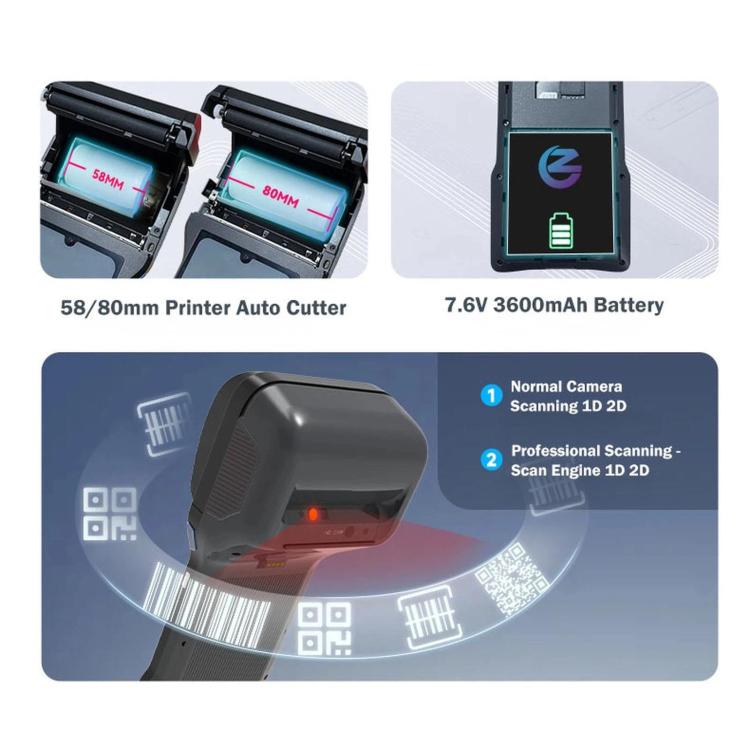 Mobile Handheld POS Machine, Smart Android Payment Terminal For Restaurant & Parking Lot, Z93