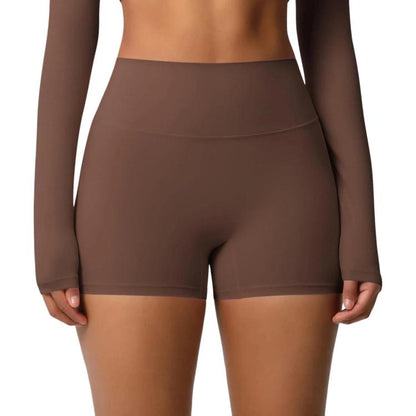 Double-Sided Brushed High-Waisted Tight-Fitting Fitness Yoga Shorts, S, M, L, XL
