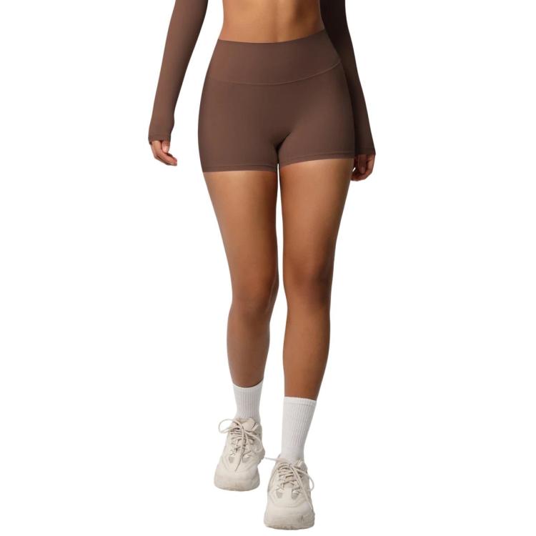 Double-Sided Brushed High-Waisted Tight-Fitting Fitness Yoga Shorts, S, M, L, XL