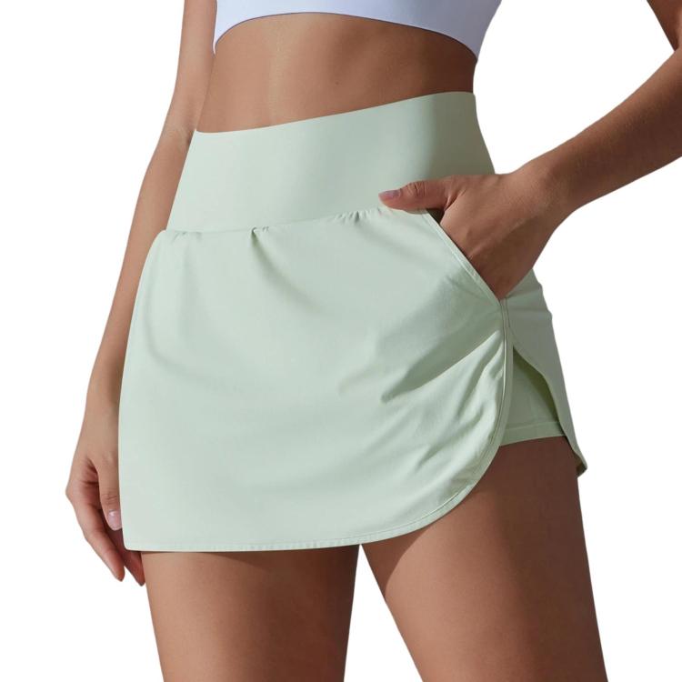 High-Waisted Form-Fitting Two-Piece Style Tennis Skirt With Back Pockets, S, M, L, XL