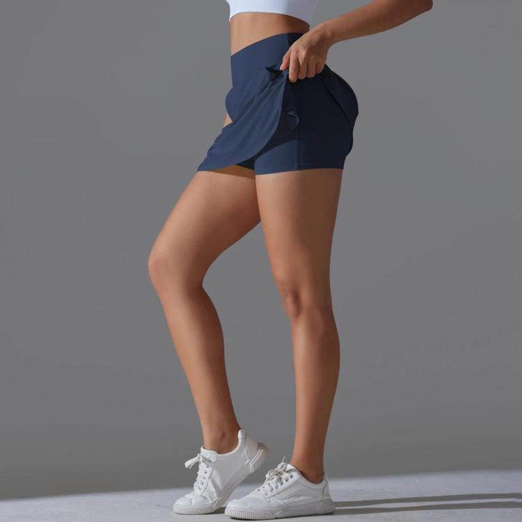 High-Waisted Form-Fitting Two-Piece Style Tennis Skirt With Back Pockets, S, M, L, XL