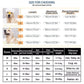 Pet bath robe size chart for XS to XL with length, chest, and recommended weight
