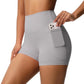 High-waisted Tight-fitting Yoga Shorts Three-quarter Length With Pockets, S, M, L, XL