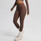 Double-Sided Brushed High-Waisted Stretchy Breathable Fitness Yoga Pants With Pockets, S, M, L, XL