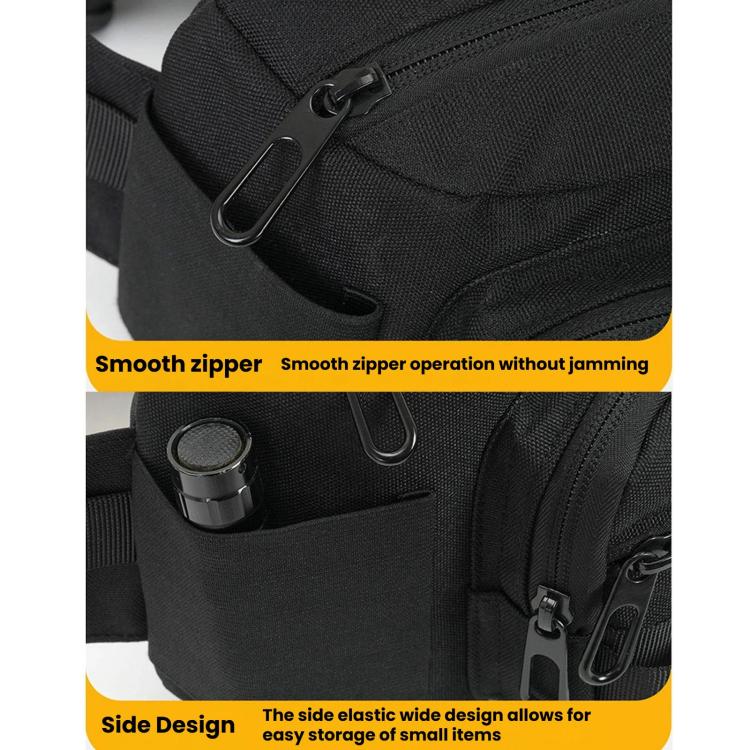 Black dog walking waist pack with smooth zippers and side pocket