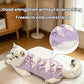 Purple cat recovery surgery suit with ribbon bows, one-piece wrap