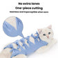 Blue one-piece cat recovery suit with bow ruffle trim and smooth seam look