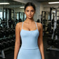 Fitted Flattering Backless Long Yoga Vest Sports Bra, S, M, L, XL