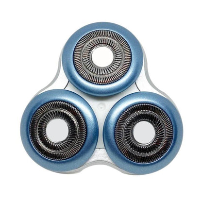 Blue three-head shaver replacement cutter with circular foil screens