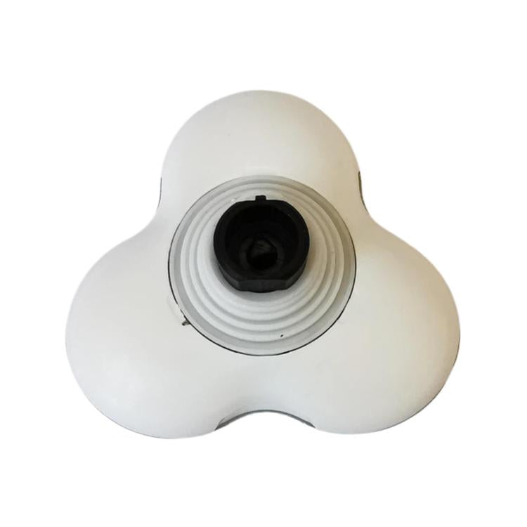 White shaver head base with black center screw and ring