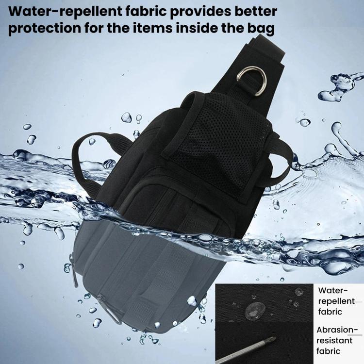 Black waterproof waist pack with front compartments, mesh panel, and adjustable belt strap