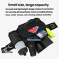 Black waist pack with front zipper pockets and multiple compartments for small essentials