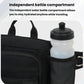 Black waist pack with side mesh panel and dedicated bottle compartment on the front
