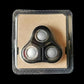 Triple shaver head blade and net set in clear plastic tray, three circular cutter foils.