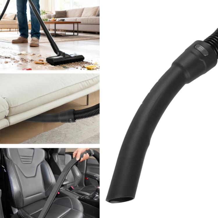 Black vacuum extension hose with floor nozzle for cleaning couches and car seats