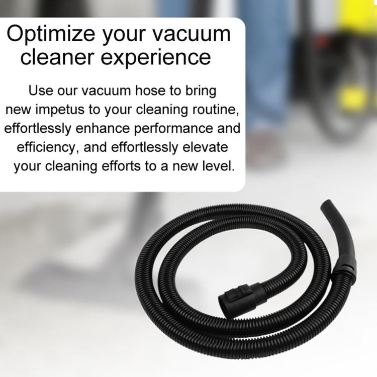 Looped black vacuum hose with connector plug and curved end adapter