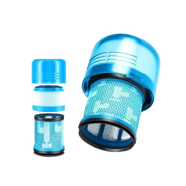 Blue HEPA post-filter assembly with mesh cylinder and dark end rings