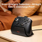 Black controller seated on charging dock stand on a table