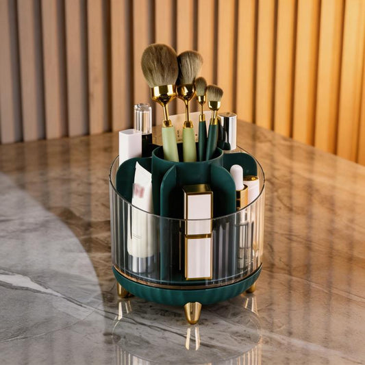 360-degree Rotating Makeup Organizer for Vanity Multi-Grid Spinning Cosmetic Storage Box for Brushes, Lipsticks and Skincare