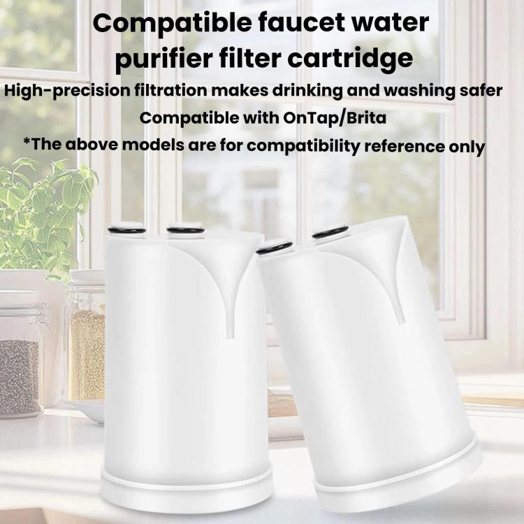 Pair of white faucet water purifier filter cartridges with two top openings