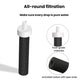 Black activated carbon filter cartridge with white top cap and open-end design