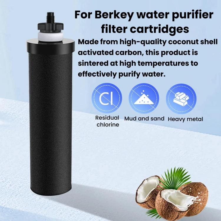Black activated carbon filter cartridge for water purifier with top threaded stem