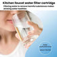 Kitchen faucet water filter cartridge with person holding a water glass