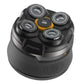 Electric shaver replacement head, five round metal foil discs with black housing