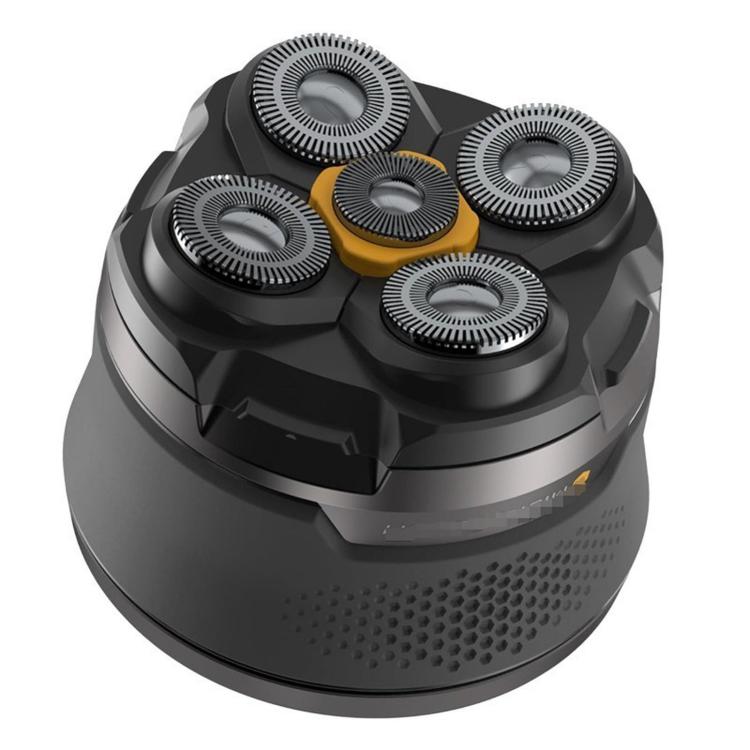 Electric shaver replacement head, five round metal foil discs with black housing