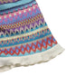 Woven striped sundress hem with scalloped white fringe
