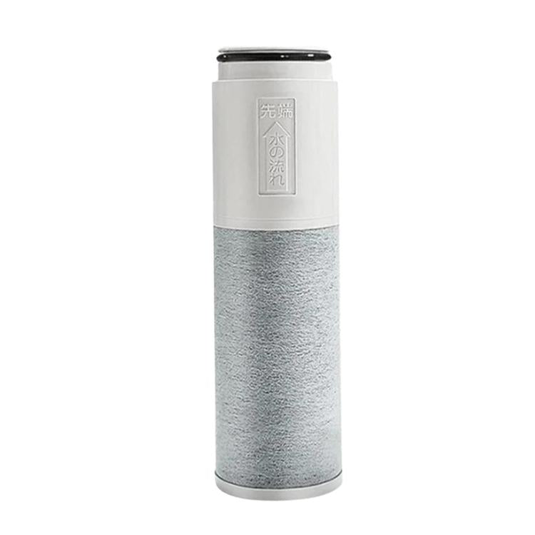 Faucet filter cartridge, tall gray core with white cap and embossed label