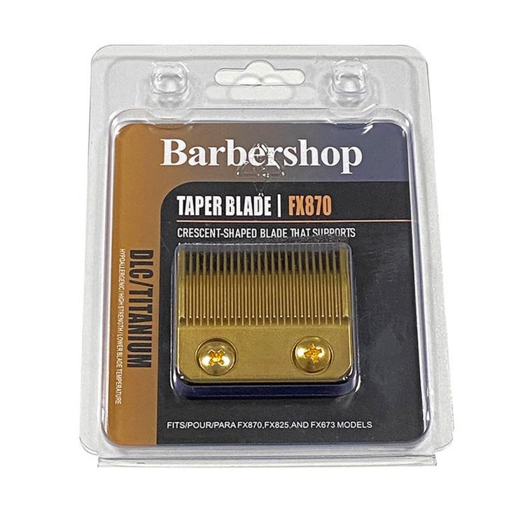 Retail blister pack with gold taper replacement clipper blade FX870
