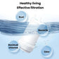White water filter cartridge with filtration effectiveness icons