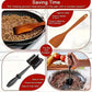 Black handheld meat mincer tool with wide chopper head and long handle