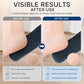 Foot callus remover with dark abrasive pad for exfoliating heels, before and after view