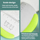 Stainless steel dough cutter with thickened neon green scraper and angled ruler scale
