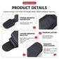 Black leather sunglasses holder clip close-up, textured pouch and hinge