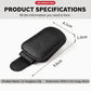 Black nappa leather sunglasses holder clip, rounded pouch with hinge loop