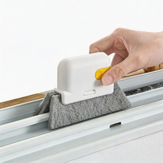 2-in-1 Window Groove Cleaning Brush with Built-in Scraper Hand-held Crevice Cleaner Tool for Sliding Door Track, Bathroom & Kitchen Sink, 1pc